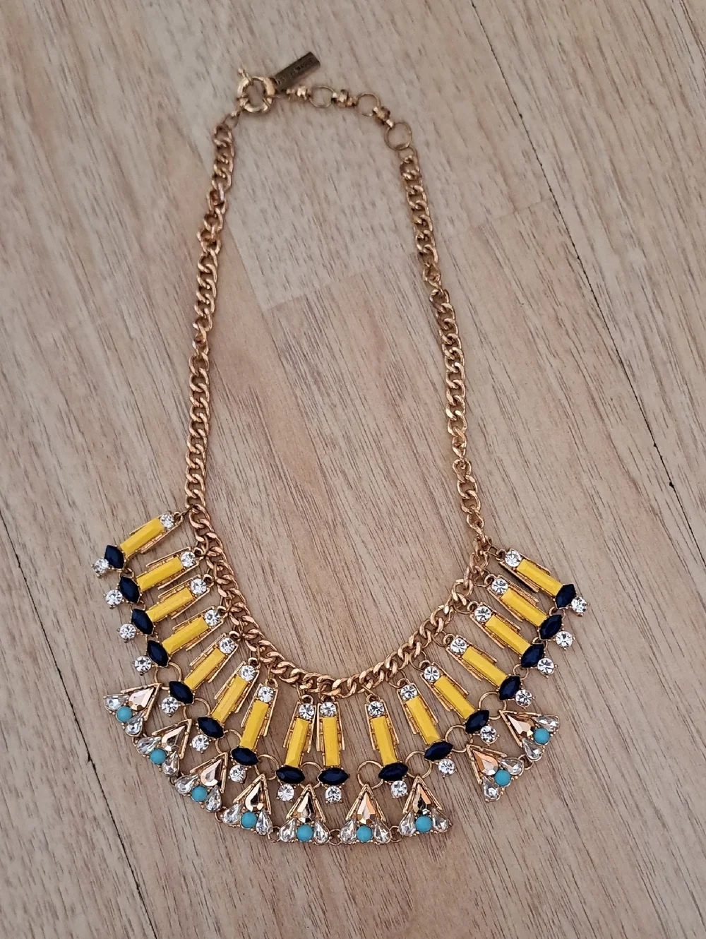 Steve Madden Gold Tone Necklace with Yellow, Blue and Turquoise Accents